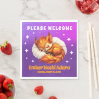 Cute Fox Cub Asleep in Starry Night Sky