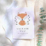 Cute Fox Cub Rustic Woodland Baby Shower Thank You<br><div class="desc">Cute thank-you cards for a fox-themed baby shower. The front of this design features a hand-drawn fox cub sat in green leaves with "Thank you" in rustic capitals and your baby shower details below. Add a little hand-written message inside these cards to make these thank-yous really personal! MAtching items available...</div>