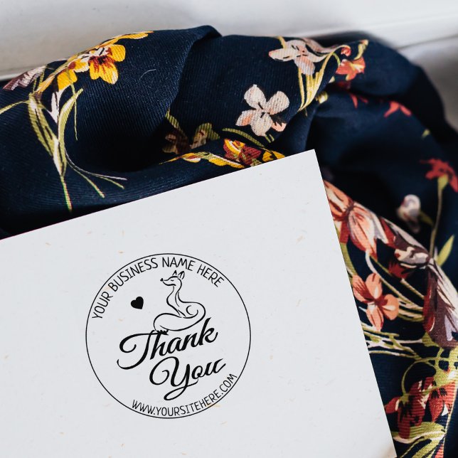 Cute Fox Custom Business Thank You  Rubber Stamp (Creator Uploaded)