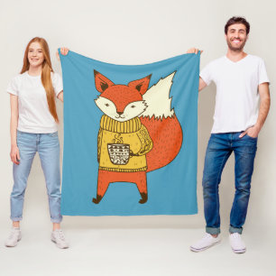 Cute Fox custom colour fleece blankets
