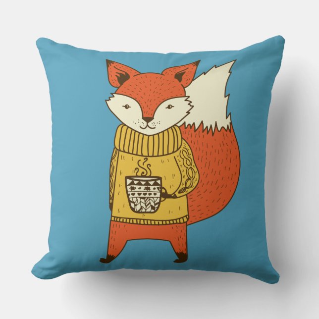 Cute Fox custom colour throw pillows (Front)