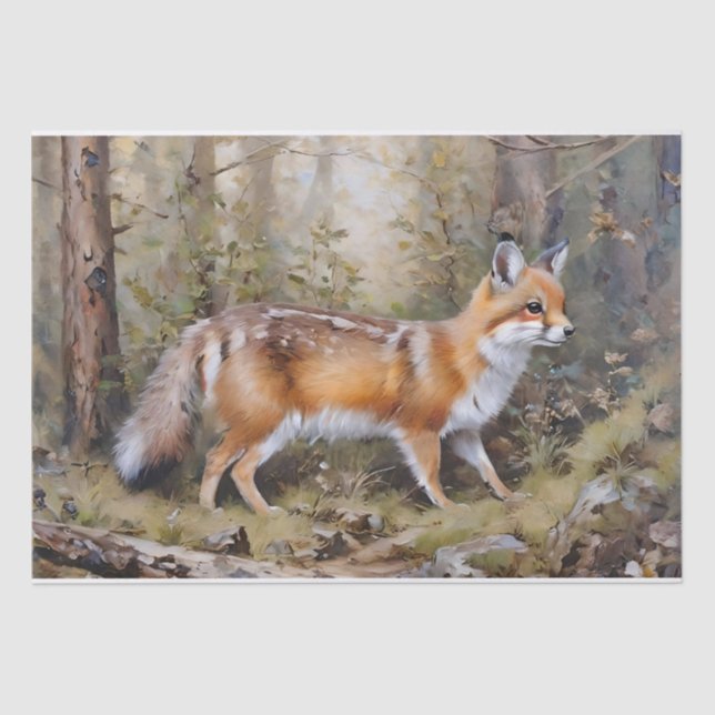 Cute Fox Decoupage Tissue Paper (Front)