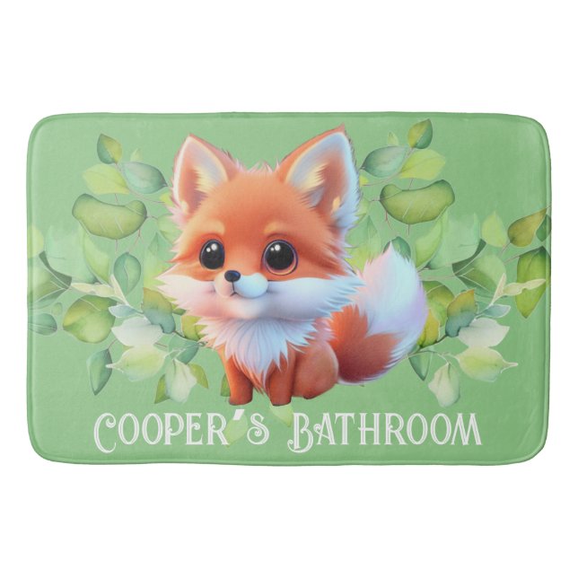 Cute fox drawing woodland animals forest friends  bath mat (Front)