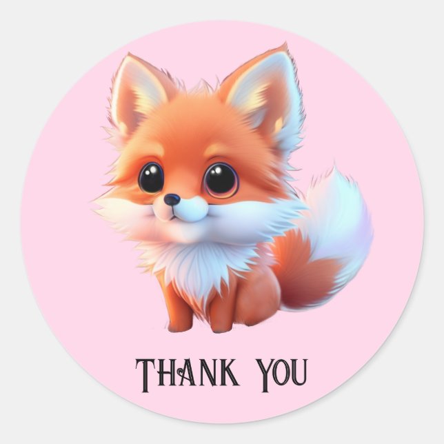Cute fox drawing woodland animals forest friends  classic round sticker (Front)