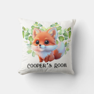 Cute fox drawing woodland animals forest friends  cushion