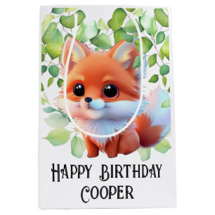Cute fox drawing woodland animals forest friends medium gift bag