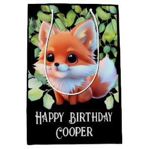 Cute fox drawing woodland animals forest friends medium gift bag