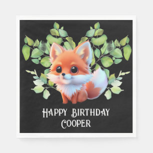 Cute fox drawing woodland animals forest friends  napkin