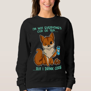 Cute Fox Drinking Coffee  Fox Animal  Furry 1 Sweatshirt