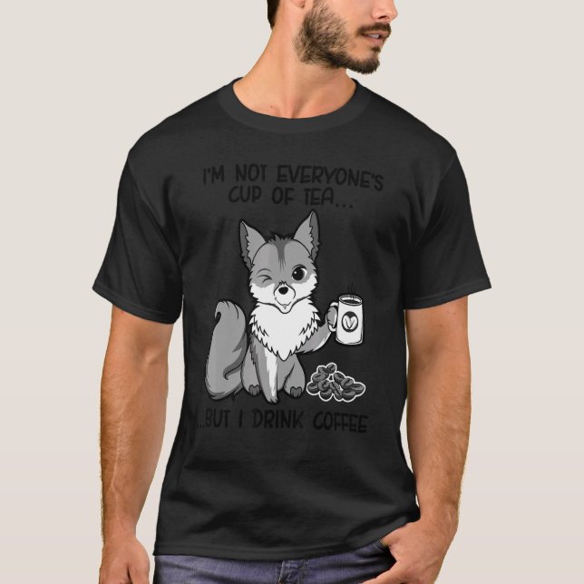 Cute Fox Drinking Coffee  Fox Animal  Furry 3 T-Shirt (Front)