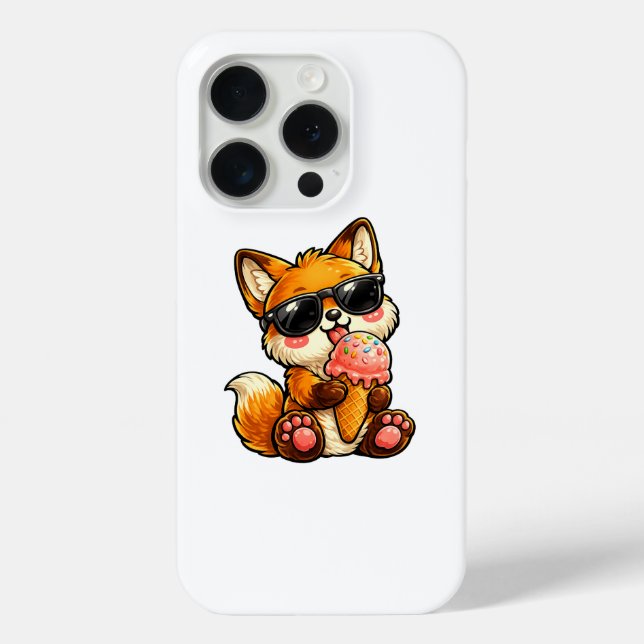 Cute Fox Eating Ice Cream With Sunglasses Case-Mate iPhone Case (Back)