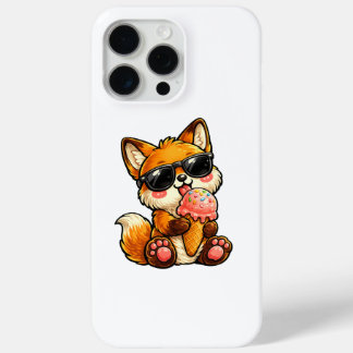 Cute Fox Eating Ice Cream With Sunglasses iPhone 15 Pro Max Case
