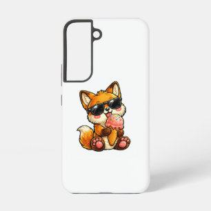 Cute Fox Eating Ice Cream With Sunglasses Samsung Galaxy Case