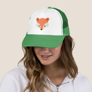 Cute Fox Face on Green Trucker Hat
