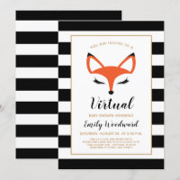 Cute Fox Face Virtual Baby Shower Invitation