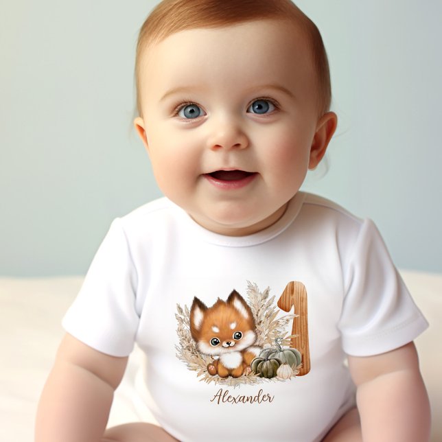 Cute Fox Fall 1st Birthday baby T-Shirt (Cute Fox Fall 1st Birthday baby T-Shirt)