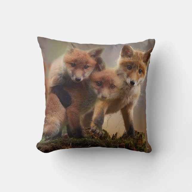 Cute Fox Family Cushion (Front)