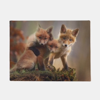 Cute Fox Family Doormat
