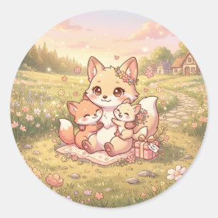 Cute Fox Family Sticker