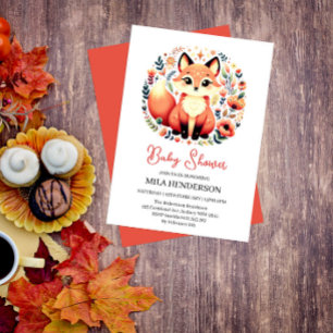 Cute Fox Floral Baby Shower invitation
