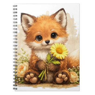 Cute Fox Flower Notebook – Kawaii Animal