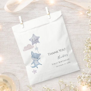 Cute Fox Flying Balloon First Birthday Thank You Favour Bags