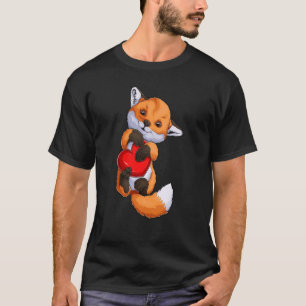 Cute Fox Heart Valentine's Day Boys Kids Fox Anima T-Shirt