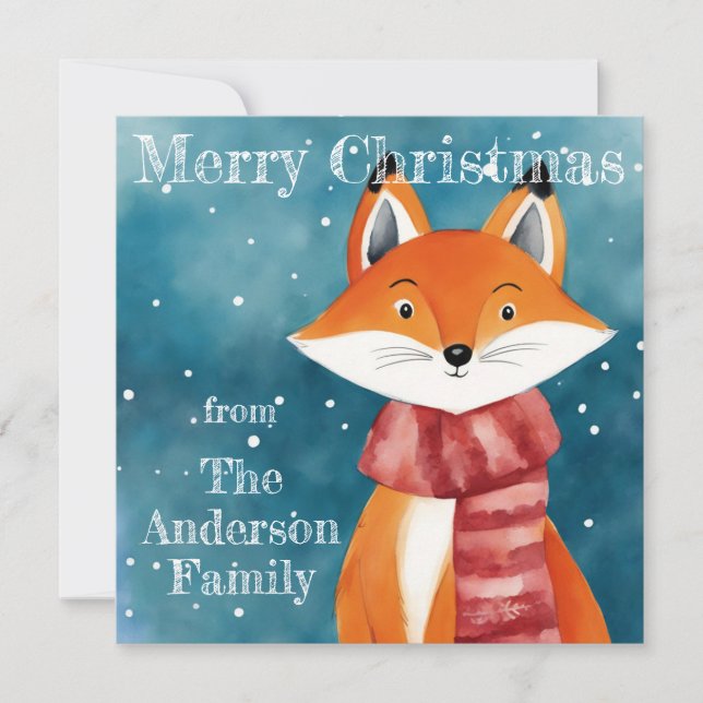 Cute Fox Holiday Card (Front)