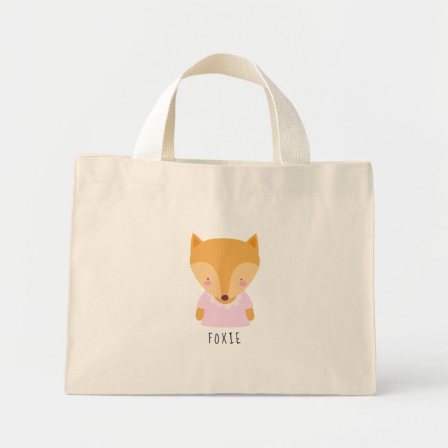 Cute Fox Illustration - Customisable Mini Tote Bag (Front)