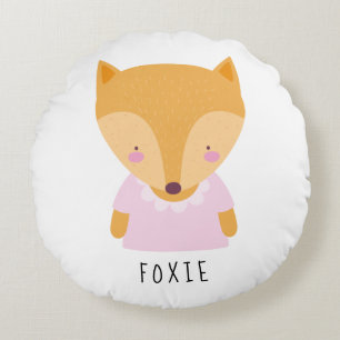 Cute Fox Illustration - Customisable Round Cushion