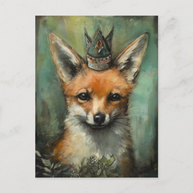 Cute Fox in a Crown  Postcard (Front)