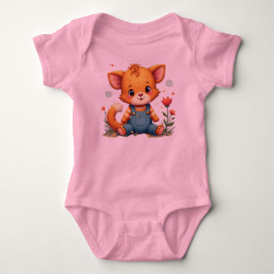 "Cute Fox in a Flower Field Bodysuit" Baby Bodysuit