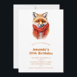 Cute Fox in a Red Scarf Autumn Image Birthday Invitation<br><div class="desc">A birthday invitation with an adorable illustration featuring a cute little red fox face 
with a red scarf wrapped around his neck.</div>
