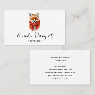 Cute Fox in a Red Scarf Autumn Image Business Card