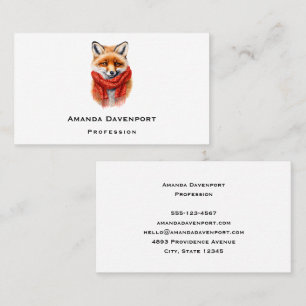 Cute Fox in a Red Scarf Autumn Image Business Card