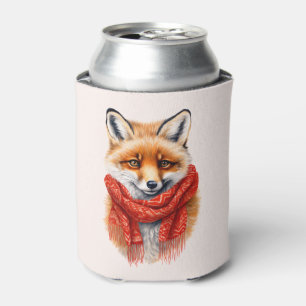 Cute Fox in a Red Scarf Autumn Image Can Cooler