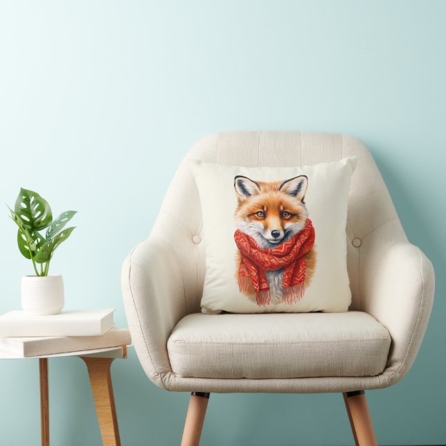 Cute Fox in a Red Scarf Autumn Image Cushion (Chair)