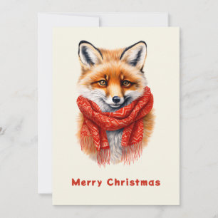 Cute Fox in a Red Scarf Autumn Image Holiday Card