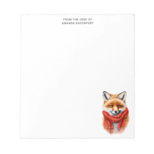 Cute Fox in a Red Scarf Autumn Image Notepad