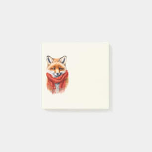 Cute Fox in a Red Scarf Autumn Image Post-it Notes