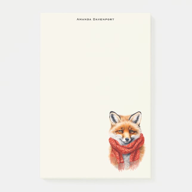 Cute Fox in a Red Scarf Autumn Image Post-it Notes (Front)