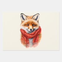 Cute Fox in a Red Scarf Autumn Image