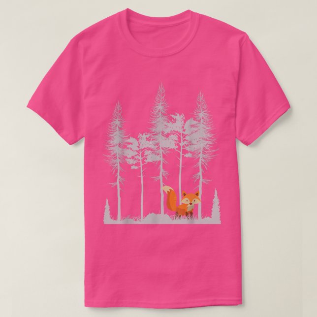 Cute Fox In Forest Retro Hiking Foxes Pattern Vint T-Shirt (Design Front)