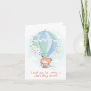 Cute Fox in Hot Air Balloon Baby Shower Thank You Card