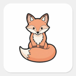 Cute Fox – Kawaii Illustration Square Sticker