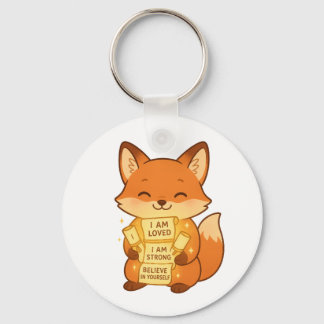 Cute Fox Keychain 🦊💌 – Positive Vibes
