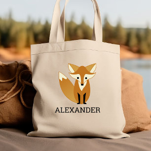 Cute Fox Kids' Personalised Tote Bag