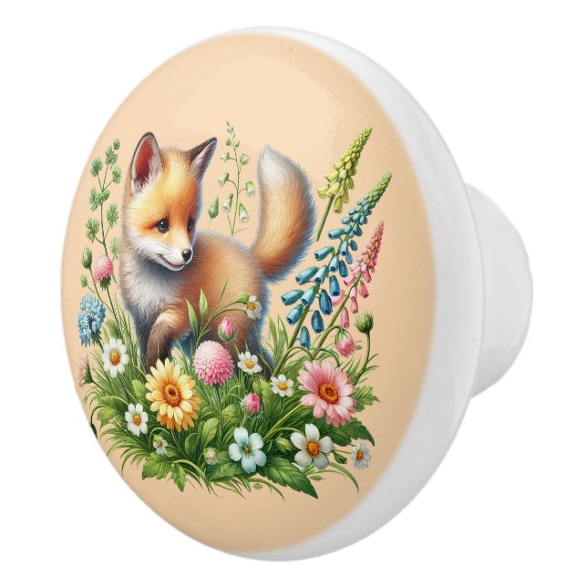 Cute fox kids room  ceramic knob (Right)