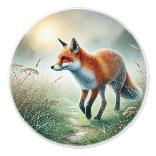 Cute fox kids room ceramic knob