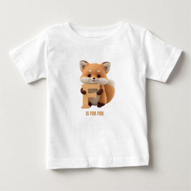 Cute Fox Letter F Kids T-Shirt | Animal Alphabet S (Front)